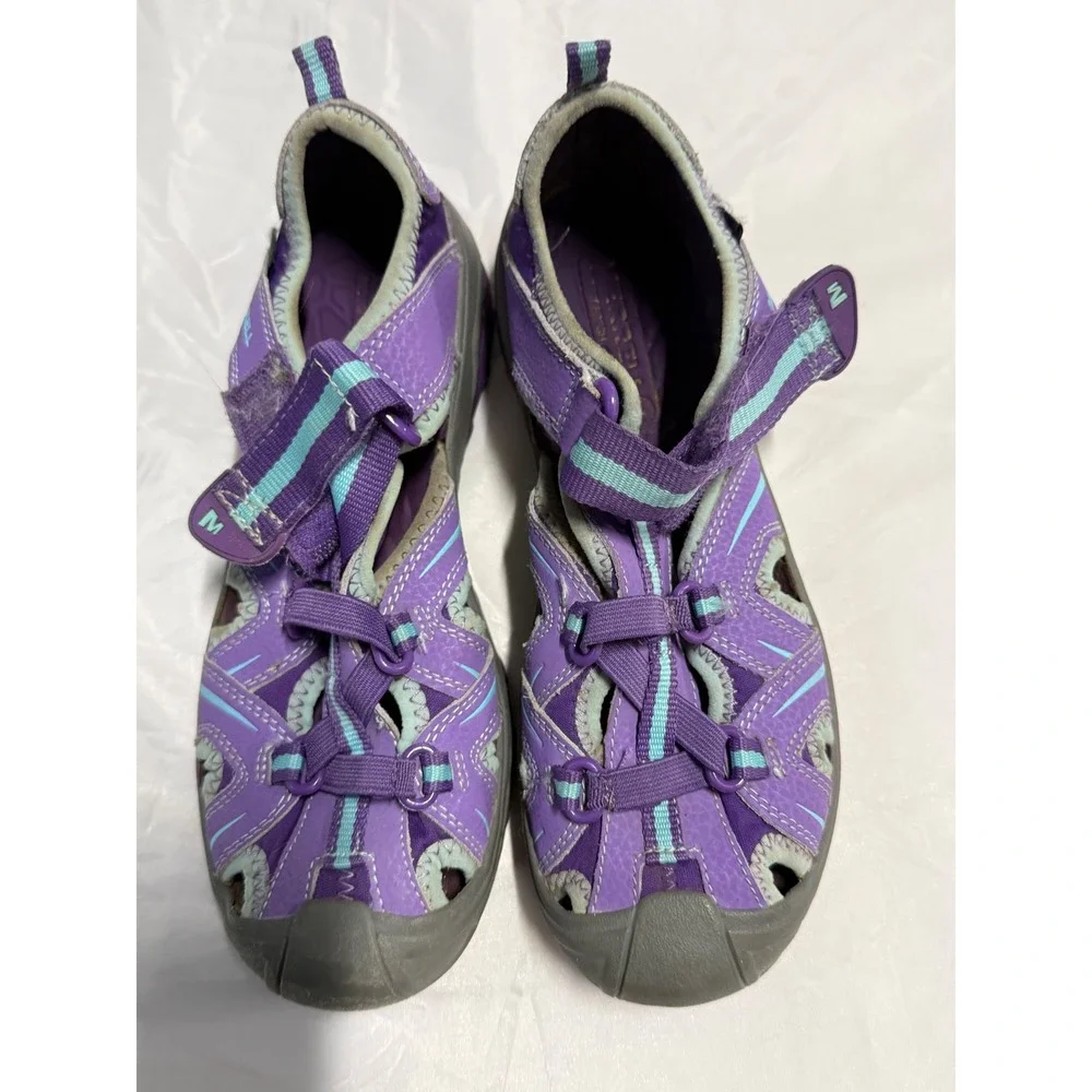 Merrell Hydro Hiker Sandal Purple Teal Leather Girls Kids Size 4M MY53377
